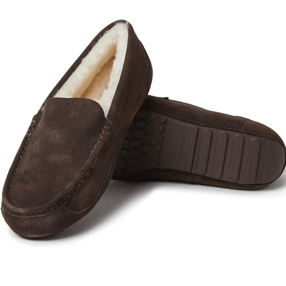 NIB EZ Feet Men's Indoor Outdoor Shearling Slip-On Moccasins Slipper- 12W